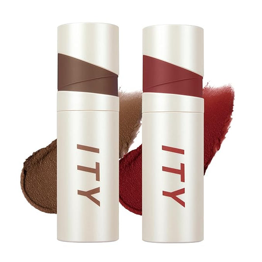 ITY Velvet Matte Finish Lip Stain-Mousse Textured Lip Clay, Red Shade, Conceals Lip Lines, Rich Pigment Lip Tint Lipsticks, 0.14 oz (4g) in Earthy, Ruby.-Velvo Beauty
