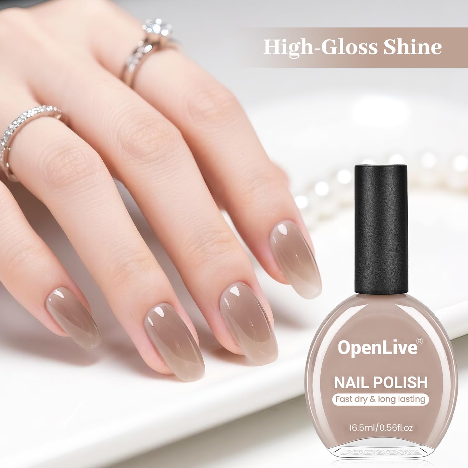 16.5ml Jelly Nude Brown Nail Polish Large Volume Quick Dry Nail Polish, Long Lasting Shine, Fingernail Toenail Nail Art DIY Home Travel Nail Art Gift-Velvo Beauty