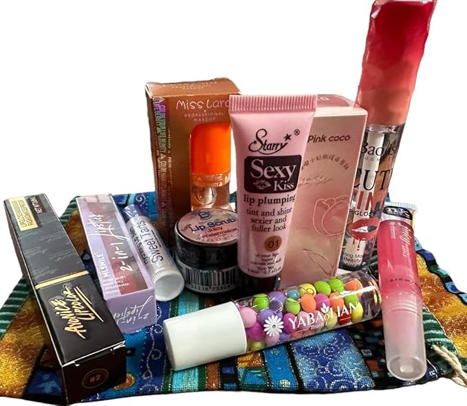 Lip Prodiuct Gift Sack With An Unique Assortment of Lip Products, 10 Total and Maybe Some Extras, By Diva Stuff-Velvo Beauty