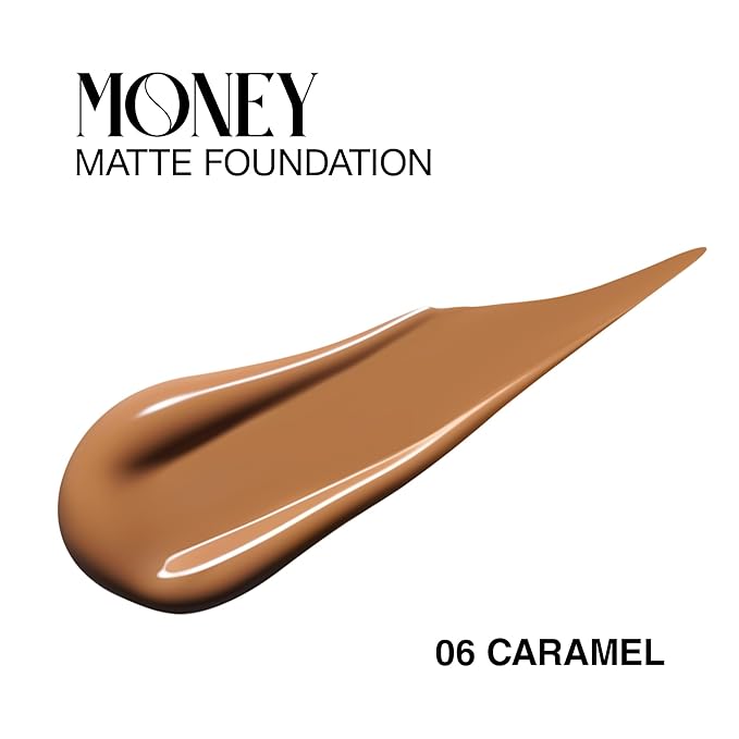 Matte Foundation Money - Long-Lasting Makeup Foundation with Flawless & Buildable Coverage - Liquid Foundation for All Skin Types (Caramel)-Velvo Beauty