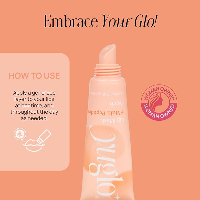 YUGLO Lip Sleeping Mask with Multi-Peptides | Peach Flavor | Hydrating & Plumping Lip Treatment for Dry, Chapped Lips | Nourishes & Moisturizes | Overnight Lip Repair-Velvo Beauty