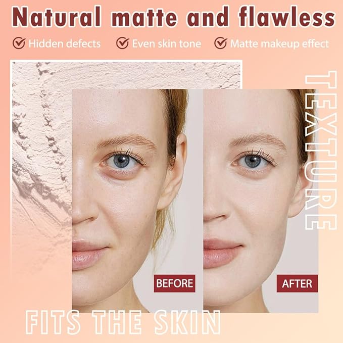 Oil Control Face Pressed Powder, Matte powder setting powder, long-lasting and waterproof loose powder, Flawless Lightweight Face Cosmetics, Cruelty-free, (01, 1 Pcs)-Velvo Beauty