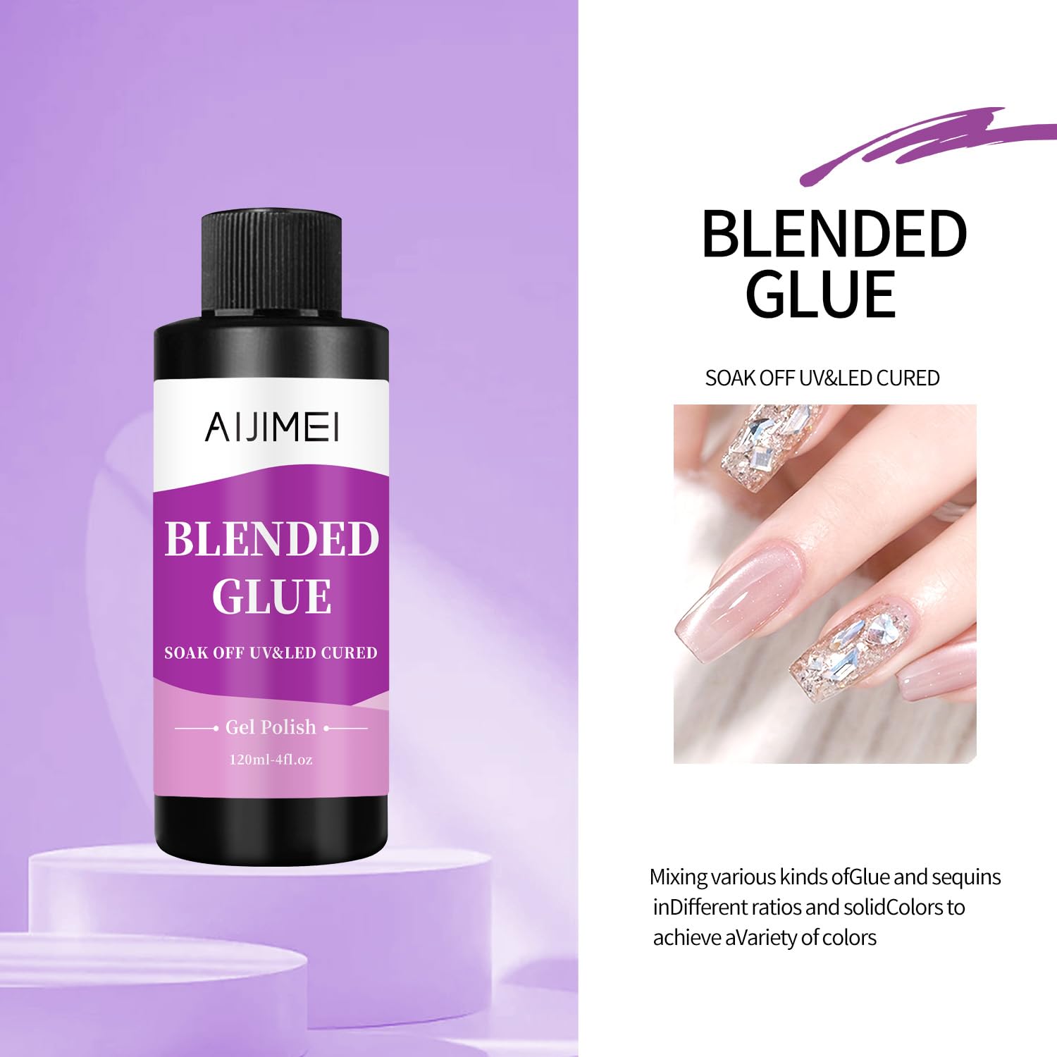 AIJIMEI 4fl.oz Clear Nail Blending Glue, Nail Polish Thinner Glue for Blending, diluting, Mixing Glitter Powder Mixer Gel Polish Dilution Color Sequins MixingGlue 120ml for Nail Designer-Velvo Beauty