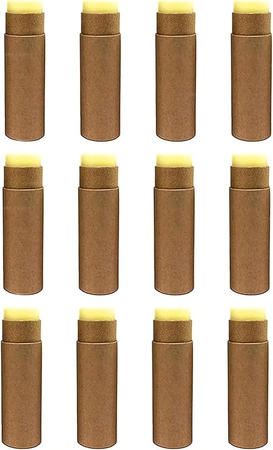 12 Pcs 0.3 Oz Paperboard Lip Balm Tubes 10ml Empty Cardboard Krafts Tubes Lipstick Tube Refillable Lip Gloss Container Solid Perfume Tubes Chapstick Container for DIY Cosmetic Samples Deodorant(Brown)-Velvo Beauty