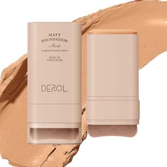Multi-Use Foundation Stick Makeup with Brush,High Coverage Blendable Lightweight Contour Stick,Waterproof Flawless Natural Finish Creamy Foundation Makeup,Longwear Face Makeup Stick(#4)-Velvo Beauty