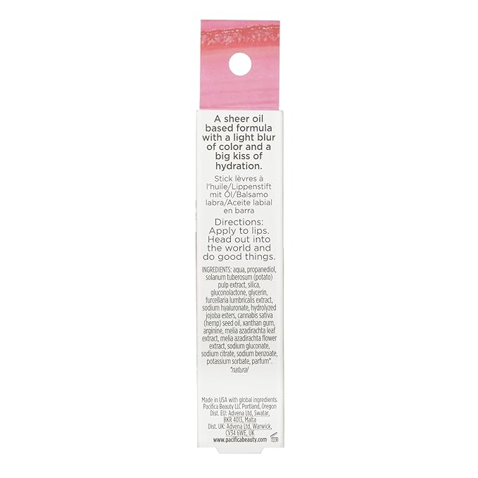 Pacifica Glow Stick Lip Oil - Rosy Glow Women 0.14 oz-Velvo Beauty