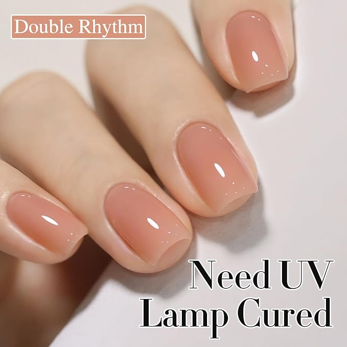 Double Rhythm 0.50 OZ Translucent Gel Polish Same Color Same Bottle Sheer Pastel Neutral Natural Milky 15 ML Jelly UV Nail Art DIY at Home (Light Orange Pink-A1497)-Velvo Beauty