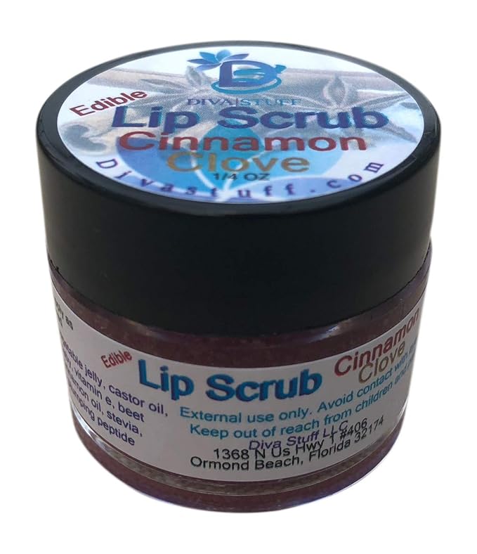 Diva Stuff Ultra Hydrating Lip Scrub for Soft Lips, Gentle Exfoliation, Moisturizer & Conditioner, Cinnamon and Clove – ¼ oz (Made in the USA)-Velvo Beauty