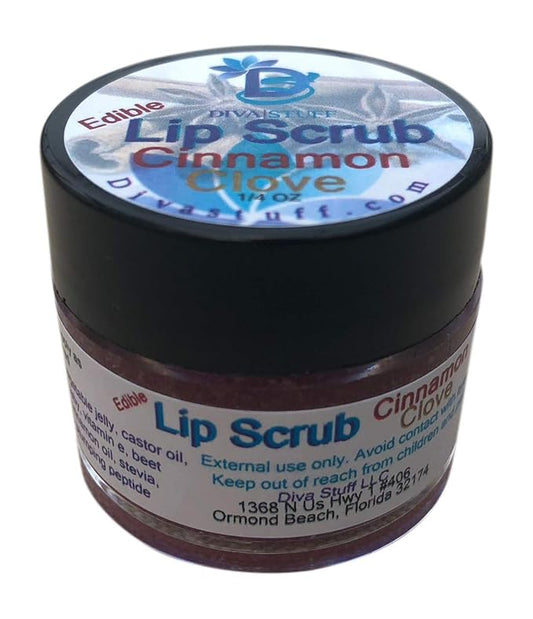 Diva Stuff Ultra Hydrating Lip Scrub for Soft Lips, Gentle Exfoliation, Moisturizer & Conditioner, Cinnamon and Clove – ¼ oz (Made in the USA)-Velvo Beauty
