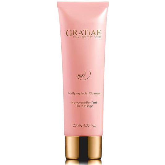 Gratiae Organics Purifying Exfoliating Facial Cleanser, exfoliating face scrub & face wash with witch hazel, jojoba oil, hydrating, non-drying skin care, 4.05Fl-Velvo Beauty