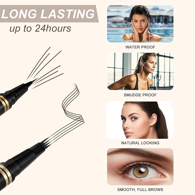 Eyebrow Pen Makeup Kit, with 4 Tip Waterproof Microblading Eyebrow Pencil, Eyeliner, Eyebrow Pomade and Dual-ended Eyebrow Brush, Brow Pencil Eyebrow Kit for Natural Looking - Medium Brown-Velvo Beauty