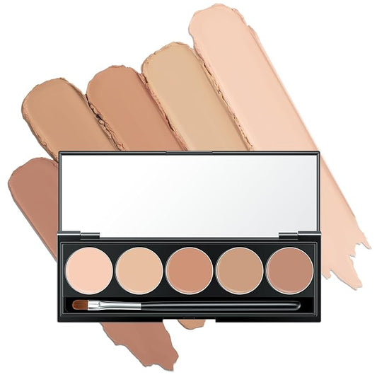 5 In 1 Multi-Use Correcting Concealer Palette,Waterproof Long Lasting Contour Palette,Professional Creamy Concealer Kit for Women,Easy to Create Full Coverage and Natural Finish.#2-Velvo Beauty
