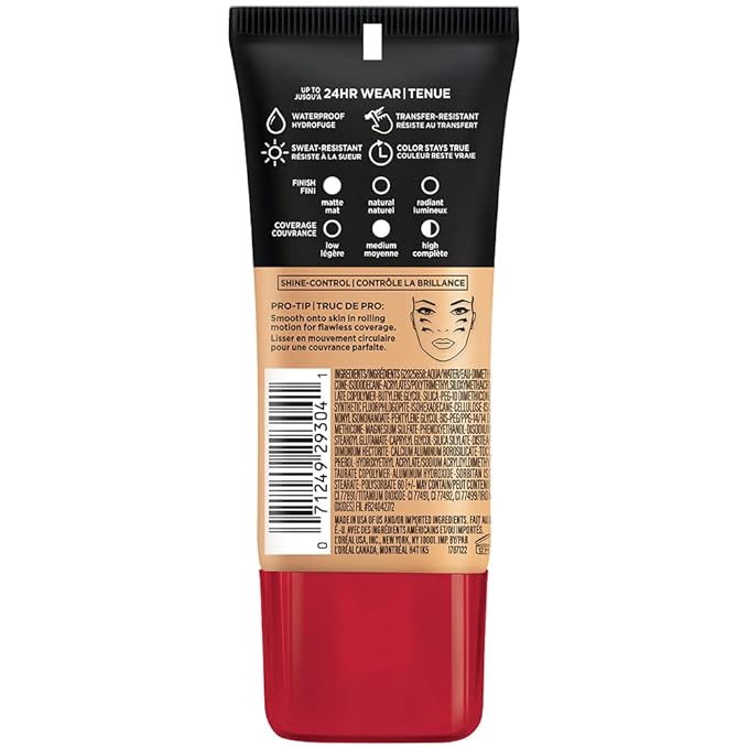 L'Oreal Paris Makeup Infallible Pro-Matte Liquid Longwear Foundation, 105 Natural Beige, 1 fl; oz.-Velvo Beauty