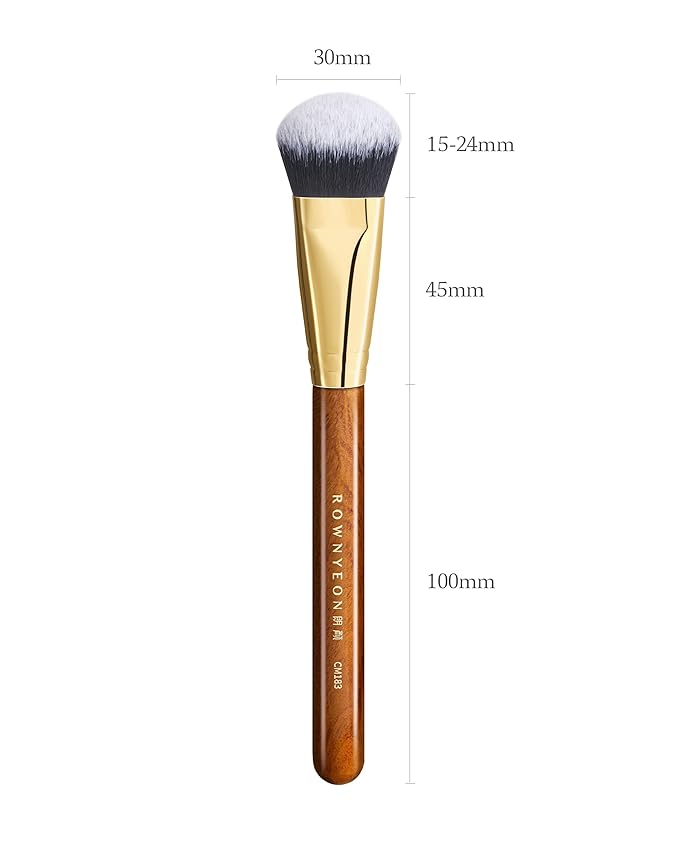 Desert Oak Series Angled Dome Cream Blush Brush - Medium Nylon Bristles for Flawless Cream/Liquid Blush Application, Seamless Stippling & Blending, Bubinga Handle & Brass Ferrule (CM 183)-Velvo Beauty