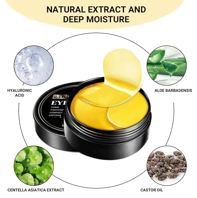 60 Pcs-Under Eye Mask For Eye Care,24K Gold Eye MaskHydrating Moisturizing Eye Mask Patch Under Eye Patches For Dark Circles And Puffiness-Velvo Beauty