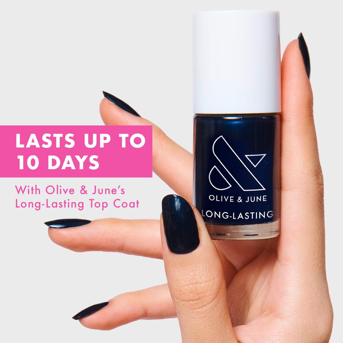 Olive & June Long Lasting Nail Polish | Plump Gel-Like Finish No Lamp Needed | Lasts up to 10 days | Salon-Quality at Home 15-Free Vegan Cruelty-Free Chip-Resistant Shine | HJ Shimmering Midnight Blue-Velvo Beauty