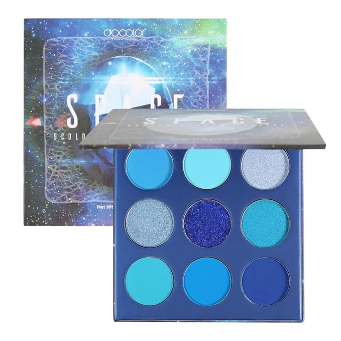 docolor Eyeshadow Palette 9 Colors Blue Eyeshadow Gemstone Shadow Palette Highly Pigmented Mattes Shimmers Smokey Glitter Cream Colorful Powder Blendable Long Lasting Waterproof Makeup Palette-Velvo Beauty
