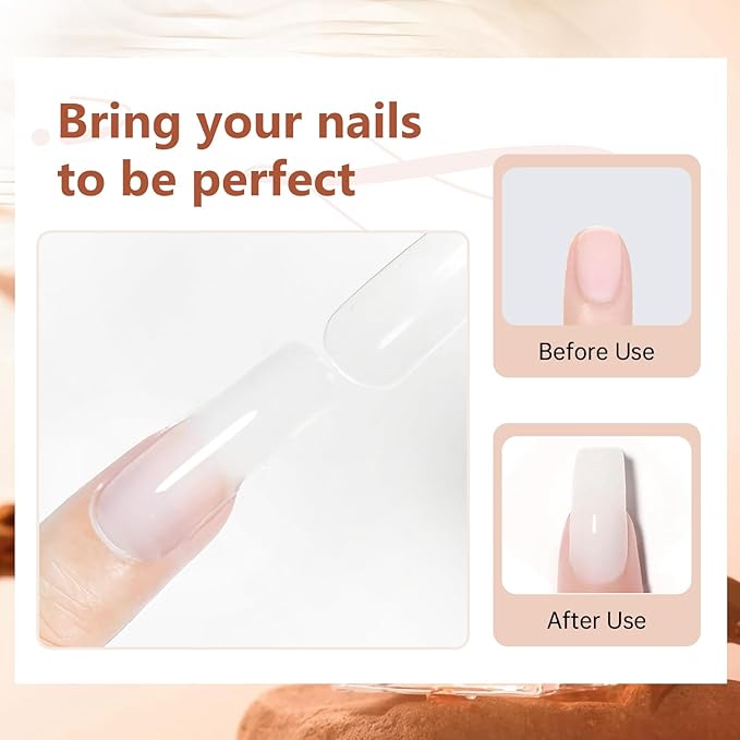 JEWHITENY Poly Extension Gel Nail Set Clear White Pink Poly Nail Gel With Slip Solution Base Coat Top Coat French Manicure for Finger Art and Home DIY Need U V Lamp Curing-Velvo Beauty