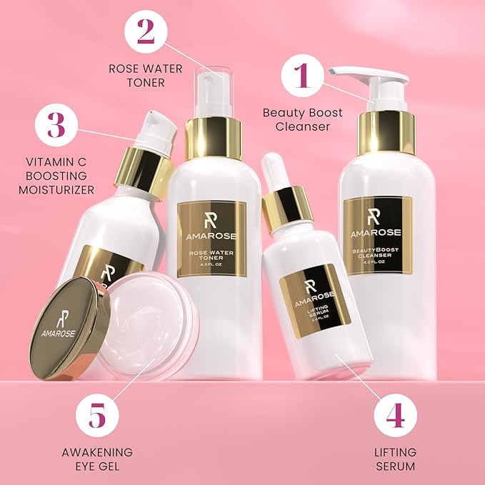 Amarose Rose Water Spray - Revitalizing, Facial Toner - Water for Face - Rose Water Toner - All Skin Types - Hydrating- Rosewater, Spray, Mist with Hyaluronic Acid-Velvo Beauty