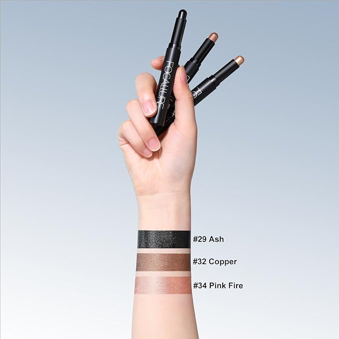 FOCALLURE 3 Pcs Cream Eyeshadow Stick,Shimmer Eyeshadow Pencil Crayon,High Pigmented Crease-proof Eye Shadow Brightener Sets,Long Lasting Eye Shadow Highlighter Stick Makeup,Coral Sea-Velvo Beauty