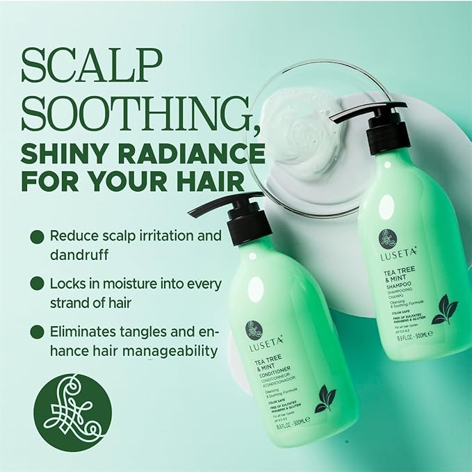 Luseta Tea Tree Mint Shampoo and Conditioner for Hair with Lavender, Tea Tree and Peppermint Oil Clarifying Shampoo and Conditioner, Sooth the scalp Fight Dandruff and Itchy for Women and Men-Velvo Beauty