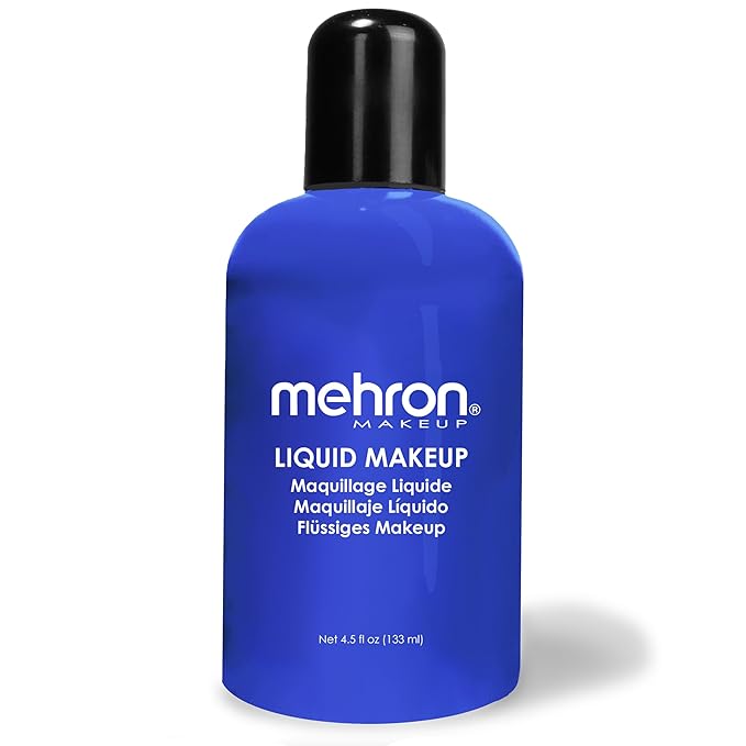 Mehron Makeup Liquid Makeup | Face Paint and Body Paint Perfect for Halloween, Cosplay I Air Brush Compatible 4.5 oz (133 ml) (Blue)-Velvo Beauty