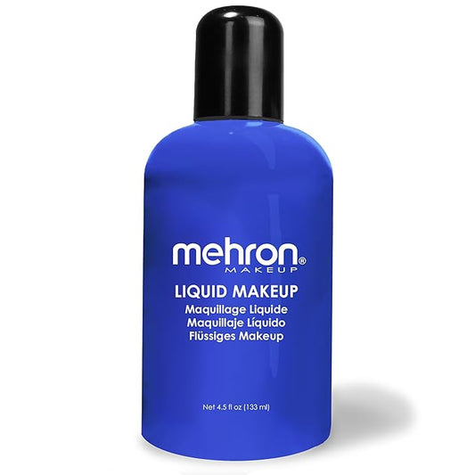 Mehron Makeup Liquid Makeup | Face Paint and Body Paint Perfect for Halloween, Cosplay I Air Brush Compatible 4.5 oz (133 ml) (Blue)-Velvo Beauty