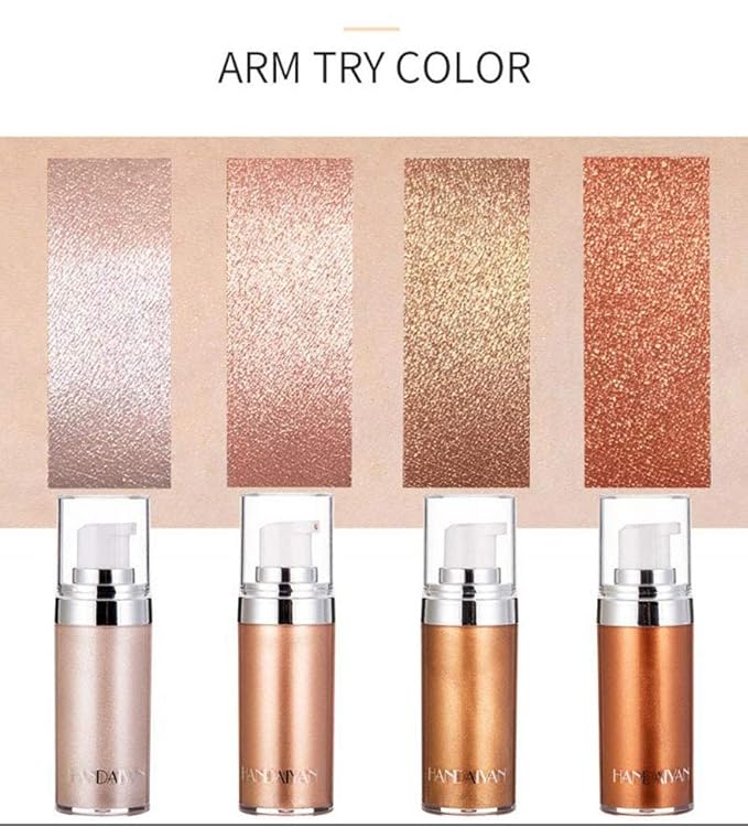 Body Face Luminizer Highlighter Cream Spray Liquid Bronzer Illuminator Glow Glistening Makeup Foundation (#4 Golden Brown)-Velvo Beauty