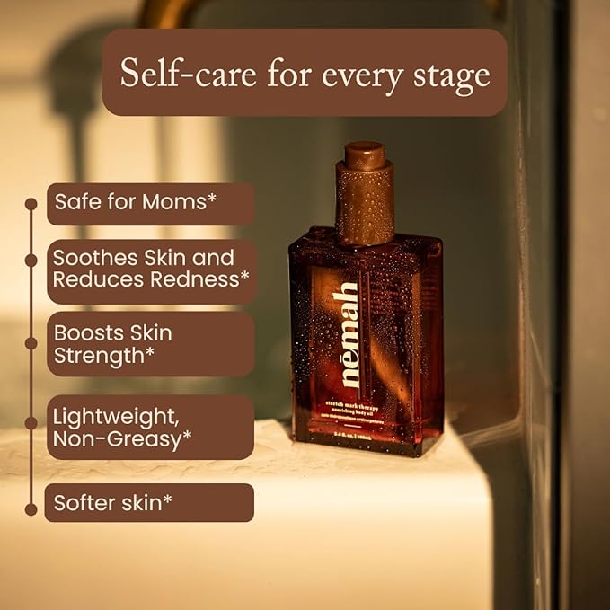 Nemah - Nourishing Belly Oil for Pregnant Women - Hydrating Stretch Mark Oil with Jojoba and Coconut Oil - Vegan & Cruelty-Free - 3.4 fl. oz.-Velvo Beauty