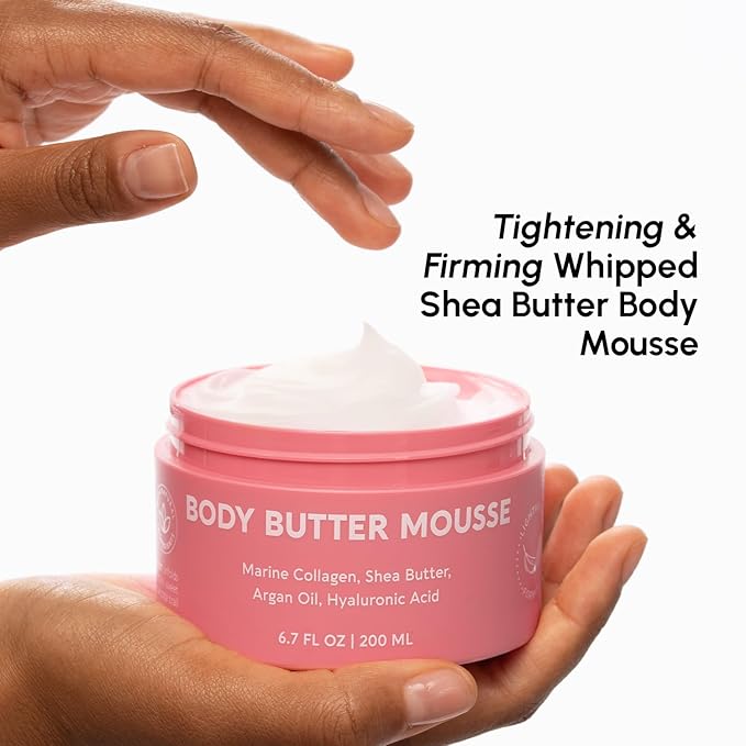 MAREE Moisturizer Body Butter Mousse - Whipped Body Butter for Women Smell Good - Facial Moisturizer for Dry Skin - Face Hand Body Cream for Women & Men with Marine Collagen, Shea Butter & Argan Oil-Velvo Beauty