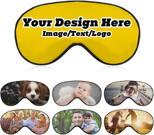 Custom Eye Mask Design Your Own Personalized Eye Shade Add Your Image Text Logo Light and Easy to Carry Effective Shadin Adjustable, Gold, 8.1"x4.1"-Velvo Beauty