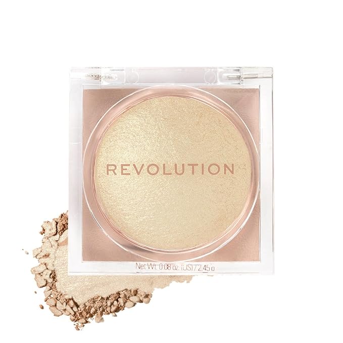 Makeup Revolution Beam Bright Highlighter, All Over Face Glow, Powder To Liquid Formula, 5 Different Shades, Golden Gal-Velvo Beauty