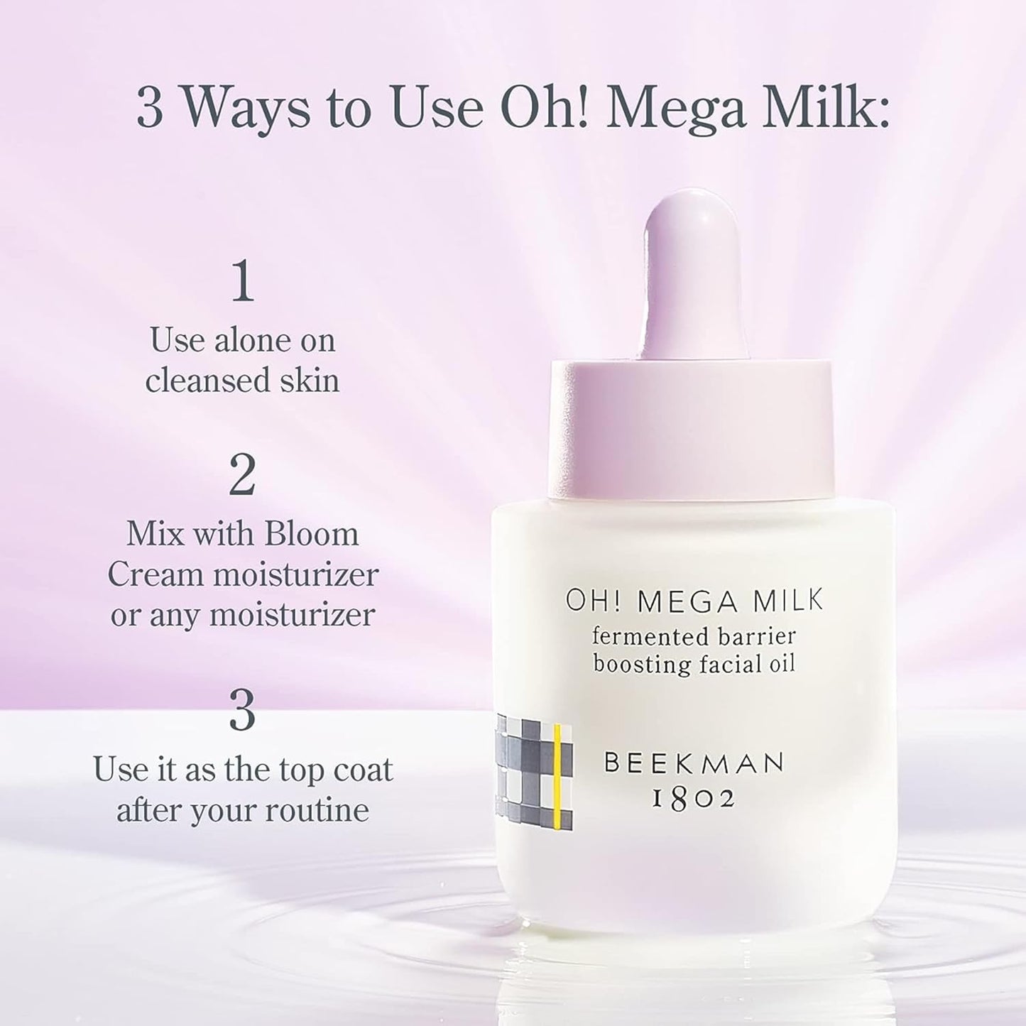 Beekman 1802 Oh Mega Milk Facial Oil - Hydrating Vitamin C & Niacinamide Serum - Repairs Skin Barrier - For Dry/Aging Skin - Fragrance Free & Sensitive Safe-Velvo Beauty