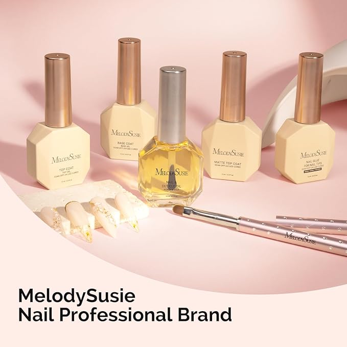 MelodySusie No Wipe Glossy Top Coat Base Coat Matte Top Coat Set Long Lasting Shine Finish Soak Off UV LED Nail Lamp Nail Art Design Manicure Kit Perfect Gifts for Women Girls 3 Pcs 15ml Clear-Velvo Beauty