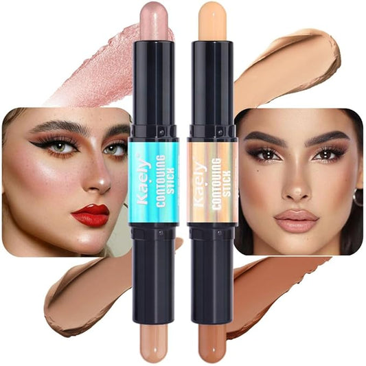 evpct 2in1 Face Shaping & Contouring Stick Cream Contour Concealer Bronzer Stick Makeup Kit for Face Highlighter Makeup Stick contorno maquillaje de maquillaje, NEW Light Medium + ORIGINAL Universal-Velvo Beauty