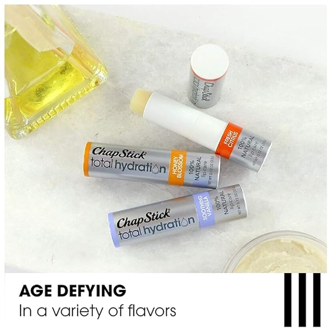 ChapStick Total Hydration Soothing Vanilla Moisturizing Lip Balm Tube, Lip Care with Argan Oil - 0.12 Oz-Velvo Beauty