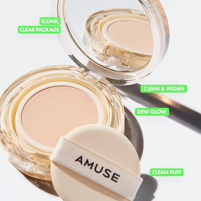 AMUSE Dew Jelly Vegan Cushion Foundation 1.5 CLEAR | dewy, glow, long-lasting, double coverage, clean beauty, lightweight, natural look, foundation for sensitive skin, hydrating cushion-Velvo Beauty