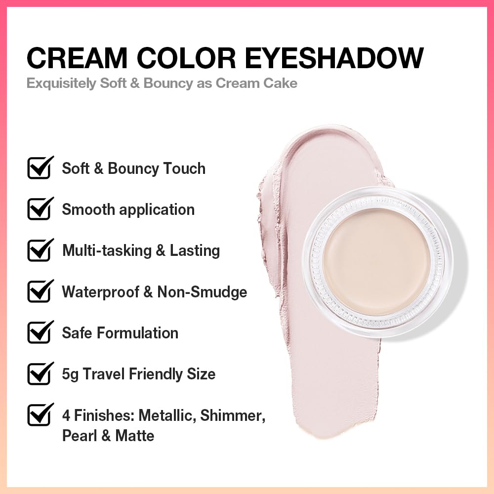 Kaely Single Cream Eyeshadow Pot, Bright Nude Matte Eye Shadow for Older Women High Pigmented Waterproof, Natural Eyeshadow Palette Makeup Brightener, sombras en crema para ojos, Blendable, R01-Velvo Beauty