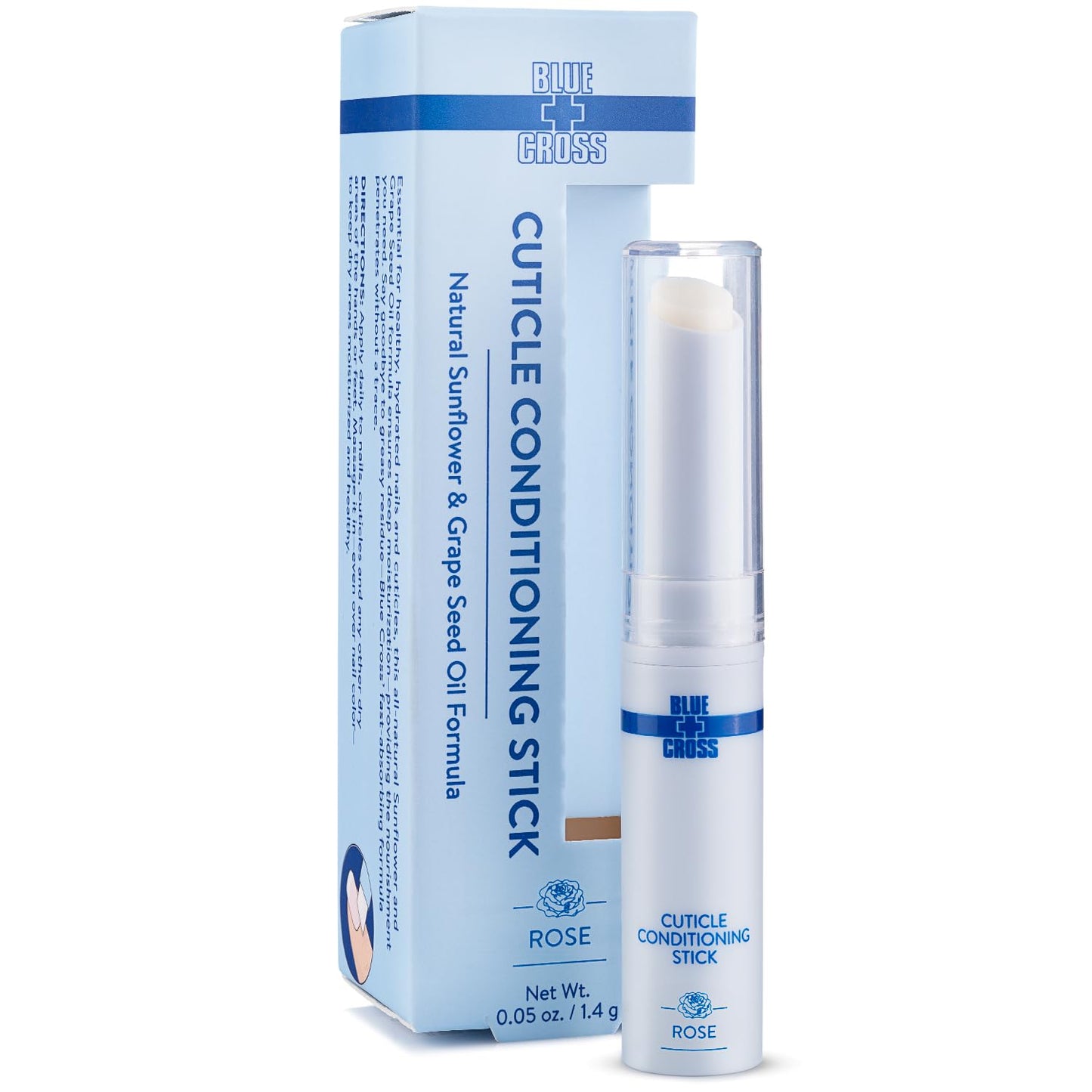 Blue Cross Cuticle Balm Conditioning Stick, Scented Cuticle Softener Oil Balm with Nourishing Sunflower & Grape Seed Oil, Professional Nail Care Supports Dry + Damaged Cuticles, 0.05oz, Rose-Velvo Beauty