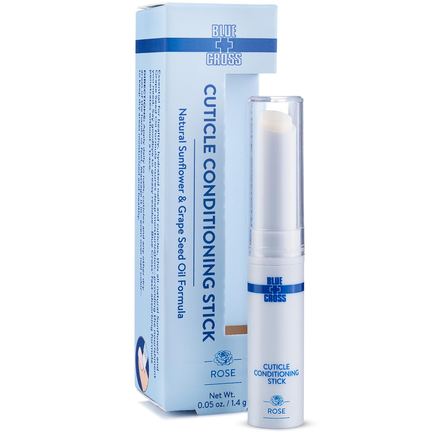 Blue Cross Cuticle Balm Conditioning Stick, Scented Cuticle Softener Oil Balm with Nourishing Sunflower & Grape Seed Oil, Professional Nail Care Supports Dry + Damaged Cuticles, 0.05oz, Rose-Velvo Beauty