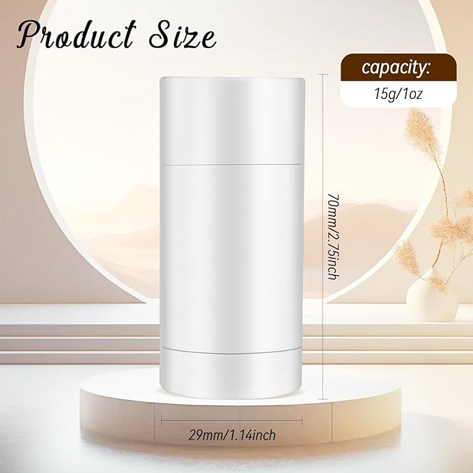 12 Pieces 15g White Plastic Deodorant Containers,Empty 1/2 oz Travel Lip Balm Tubes,Refillable Twist-UP Solid Perfume Tubes,Lipstick Tubes for DIY-Velvo Beauty