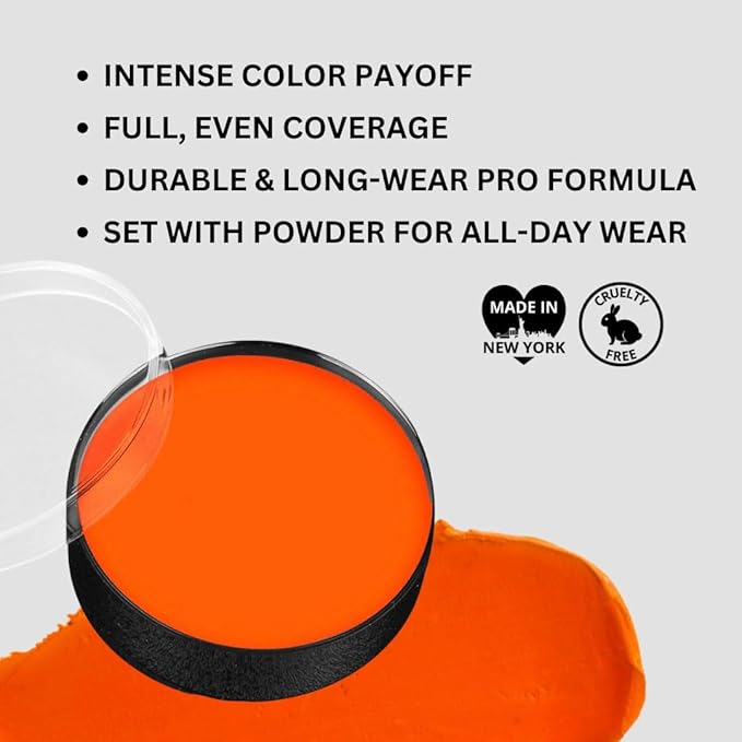 Mehron Makeup Color Cups | Stage, Foundation, Face Paint, Body Paint, Halloween | Face Paint Makeup | Greasepaint .5 oz (14 g) (Orange)-Velvo Beauty