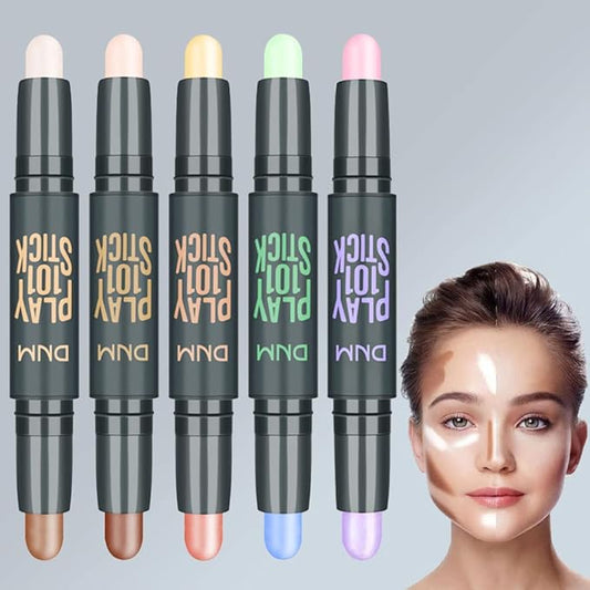 5Pcs Cream Contour Sticks Makeup Kit,Primer Face Makeup Highlighter Stick Contouring Makeup Kit for Beginners,Highlight and Contour Kit,Cream Concealer Makeup Blur Stick-Velvo Beauty