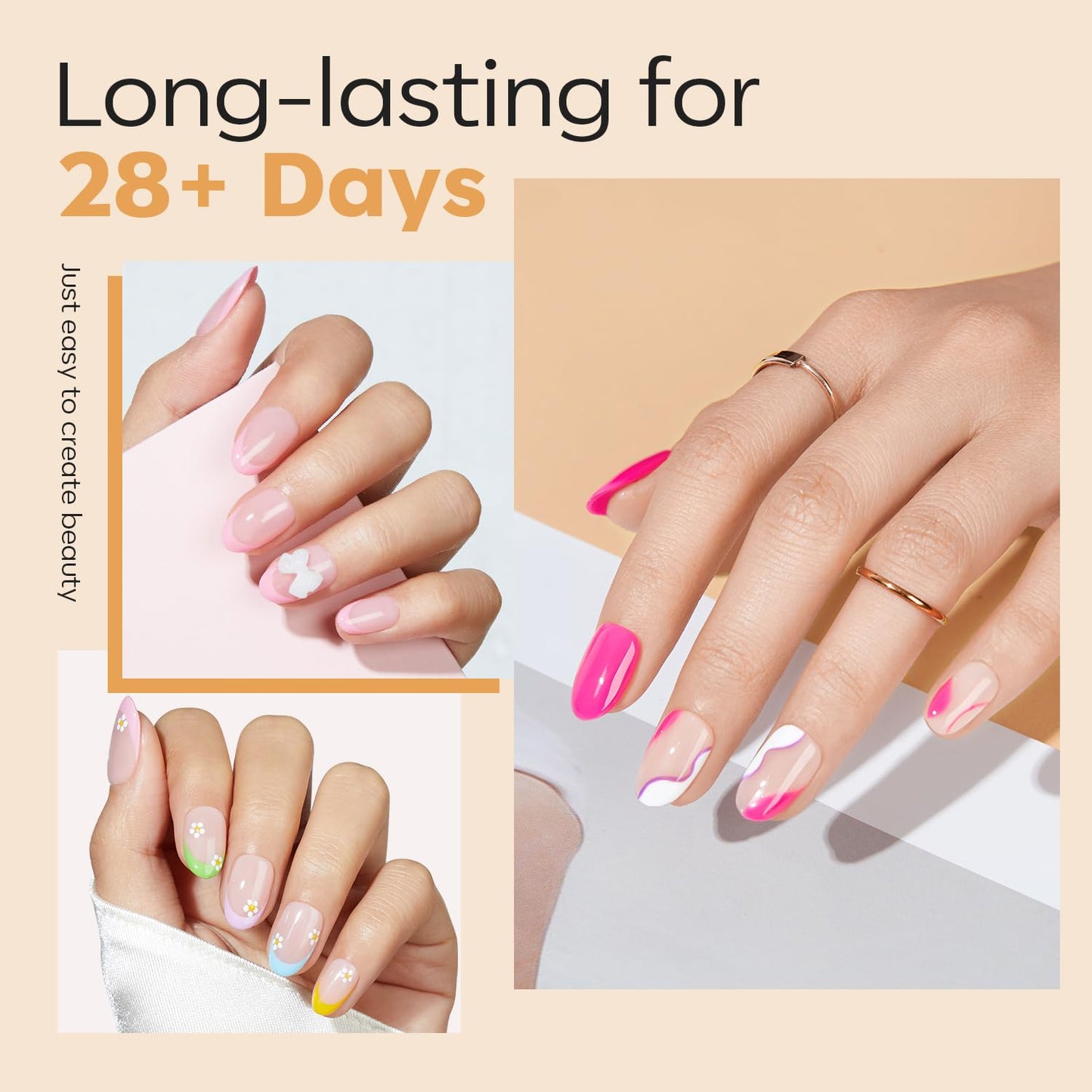 modelones Short Oval Nail Tips, Pre-shaped Soft Gel Tips Fake Nails False Acrylic Clear Full Cover Press on Extension Kit Gel Manicure DIY at Home 216PCS 12Sizes-Velvo Beauty