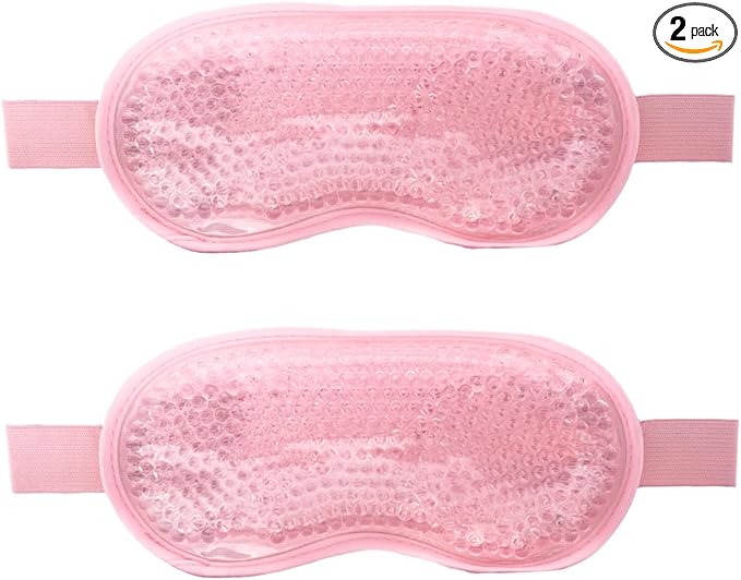 Gel Gel Eye Mask, Cooling Eye Mask Reusable Eye Ice Pack Under Eye Patches, Eye Hot Cold Treatment Pack for Redness, Pain Relief and Eye Relax (Pink - 2count)-Velvo Beauty