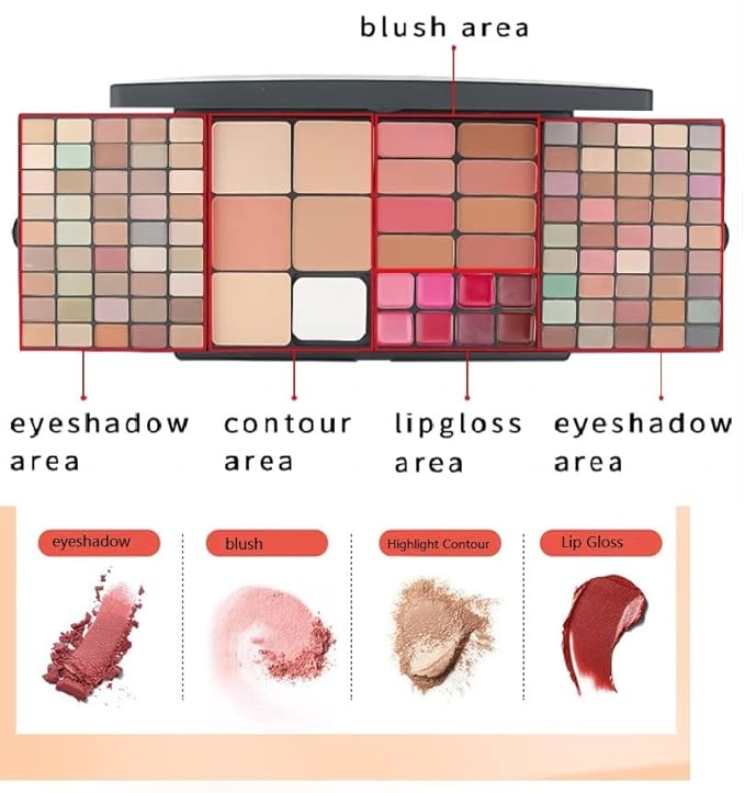 Professional Multi-in-one Makeup Gift Kit for Women - 90 eyeshadow Palette,8 Lipstick Set Lips,8 blush,5 concealer,4 brushes With Mirror,for girls, beginners and professionals Gift Kit-Velvo Beauty