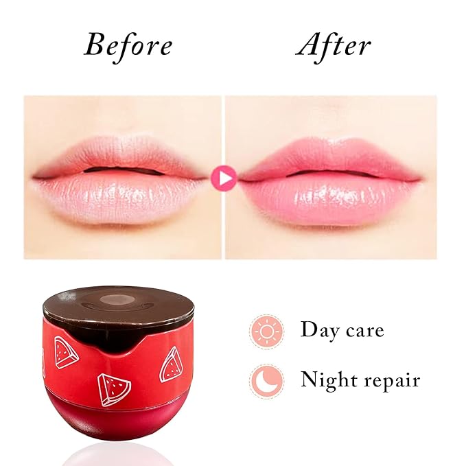 1 PCS Bee Lip Balm Honey Pot, Moisturizing Watermelon Sleeping Lip Balm Lip Mask Overnight, Hydrate Lip Repair Prevent Dry and Cracked Lip Care, Nourishes the Lip Skin, Reduces Lip Lines-Velvo Beauty