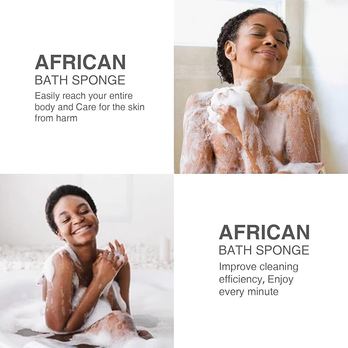 3 Piece Bright Style African exfoliating net Exfoliating Shower Set Long Bath Sponges for Smooth, Refreshed Skin, The Exterior Gleams - Ideal for Daily Use (Bright Yellow, Pink, Purple)-Velvo Beauty