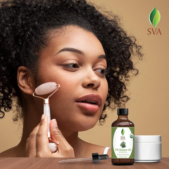 SVA Fir Balsam Essential Oil Organic – 4 Fl Oz – 100% Natural Organic Fir Oil - for Diffuser, Hair Care, Face, Skin Care, Aromatherapy, Scalp and Body Massage, Soap and Candle Making – with Dropper-Velvo Beauty