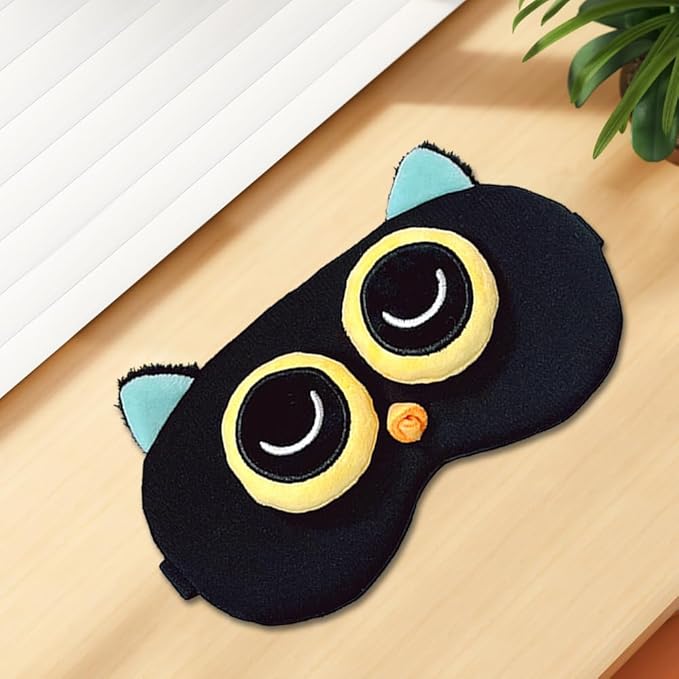 PERFECTSIGHT Owl Sleep Eye Masks, Cute Plush Sleep Eye Cover Lightweight Adjustable Eyeshade Faux Fur Mask Cover for Women Men Sleep Travel Nap-Velvo Beauty